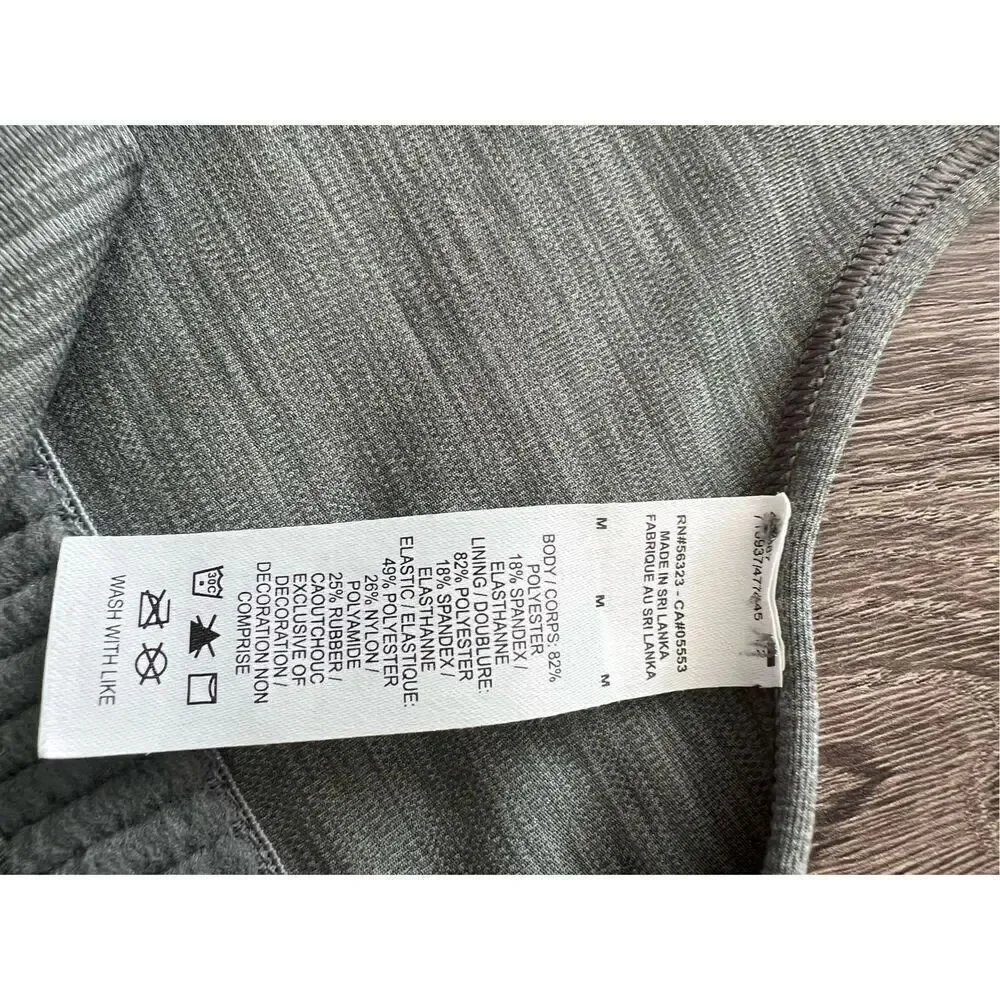 Nike Dri-Fit Sports Bra Gray Swoosh Logo Unlined Racerback Elastic Band M